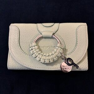 See By Chloé Hana Leather Trifold Wallet, Blowy Blue (mint green) NWT